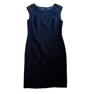 Tribal Black Beaded Shoulder Sheath Dress Sleeveless Cocktail Formal Evening Y2K